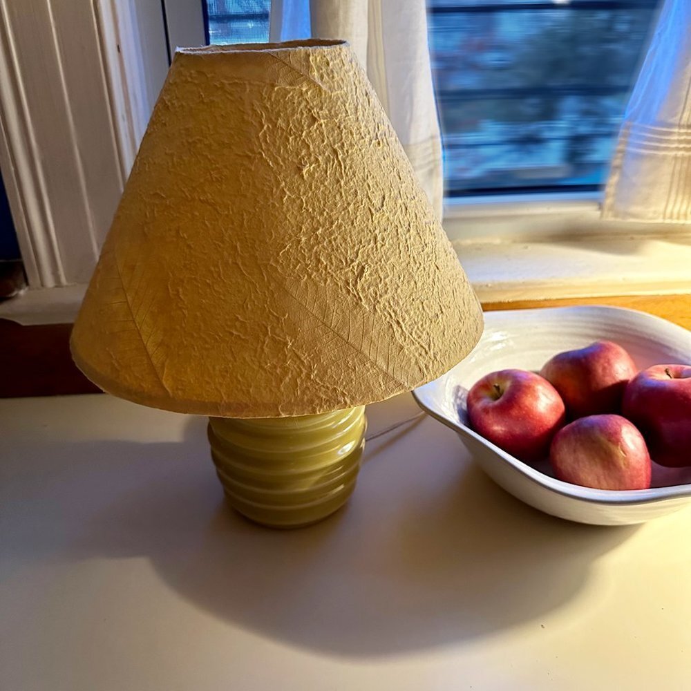 Clip-On Lampshade Textured Yellow Subtle Leaf Pattern - Picture 2 of 4